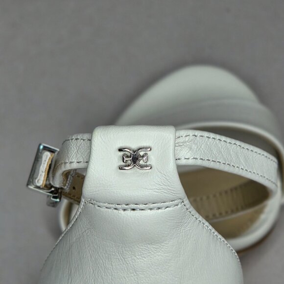 NWT Sam Edelman Women's Yaro White Leather Sandals Heels - Picture 5 of 8